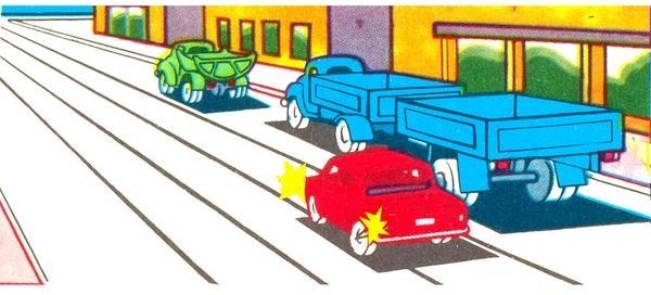 Is the driver of a red car allowed to drive on the tramway?