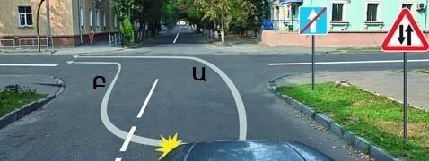 По какой траектории разрешён поворот налево