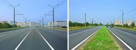 In which picture doesthe road have a dividing line?