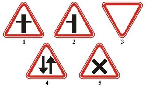 Which of the following signs warns of approaching an intersection of equal roads?