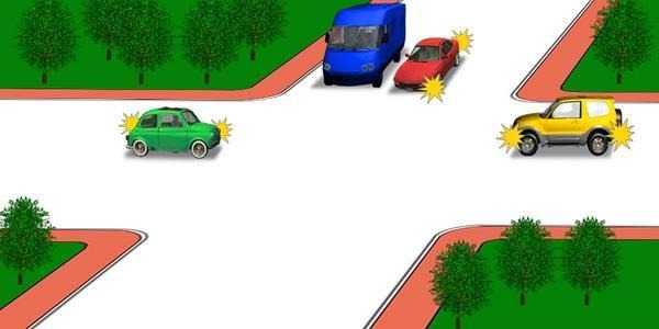 The first to drive through the intersection: