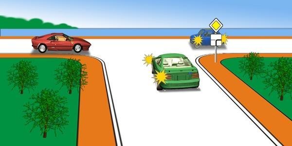 Which car will be the last to drive through the intersection: