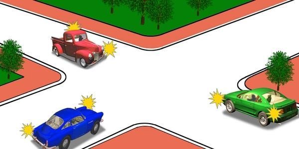 The second will drive through the intersection: