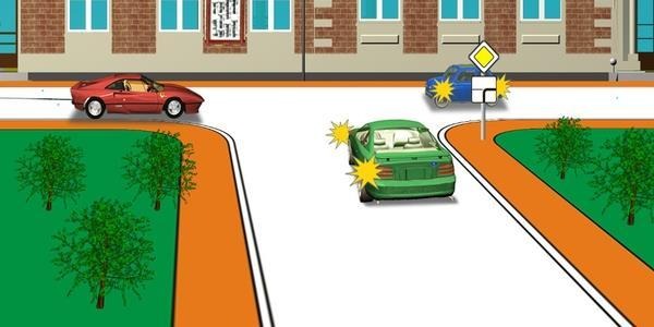 The first to drive through the intersection: