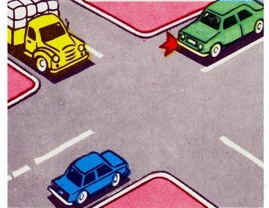 The cars will drive through the intersection in the following order: