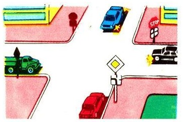 Vehicles will drive through the intersection in the following order: