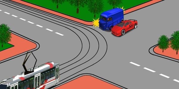 The driver of which vehicle must give way?