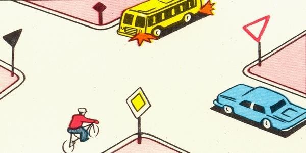Vehicles will drive through the intersection in the following order: