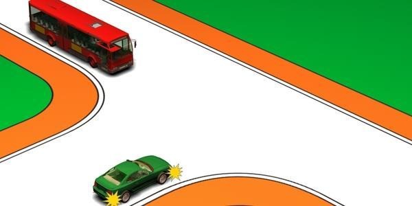 The driver of a green car: