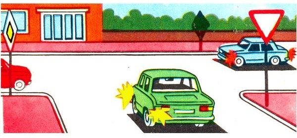 The cars will drive through the intersection in the following order: