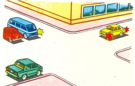 The red car will drive through the intersection: