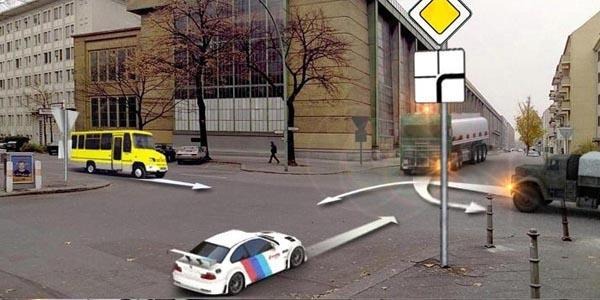 Vehicles will drive through the intersection in the following order: