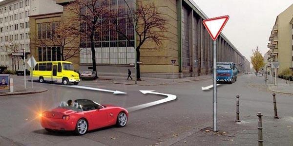 Vehicles will drive through the intersection in the following order: