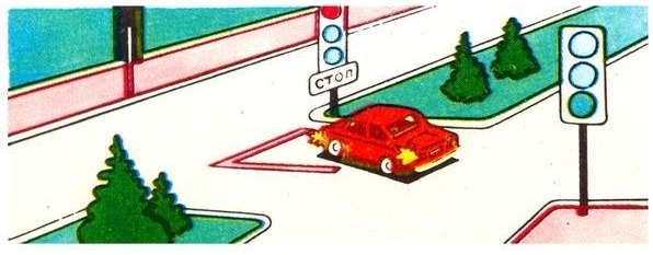 At what traffic light signal is the car driver allowed to complete a U- turn?
