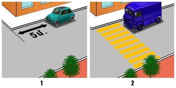 In which picture did the driver correctly stop his car to drop off passengers?
